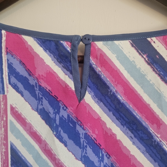 Bob Mackie Wearable Art Pink Geometric Pullover Blouse Abstract Retro Easter - Picture 6 of 7